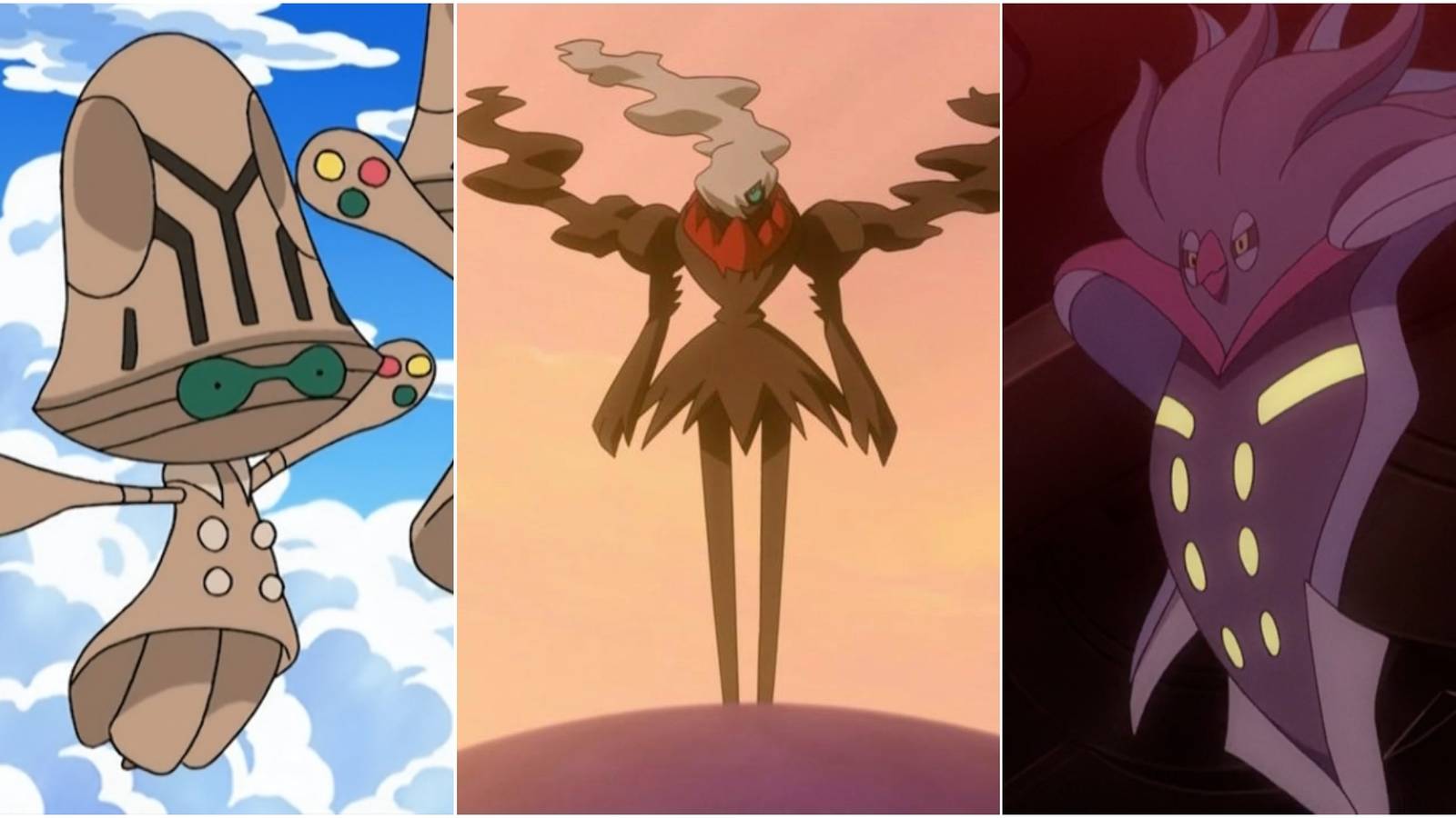 left to right: Beheeyem, Darkrai, Malamar