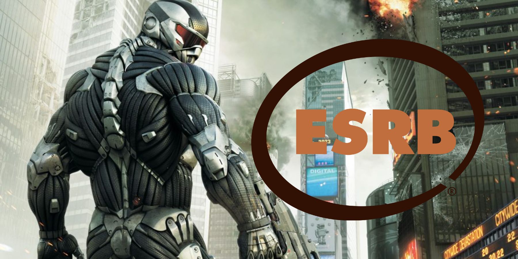 crysis remaster trilogy image of crysis 2 prophet with esrb logo feature