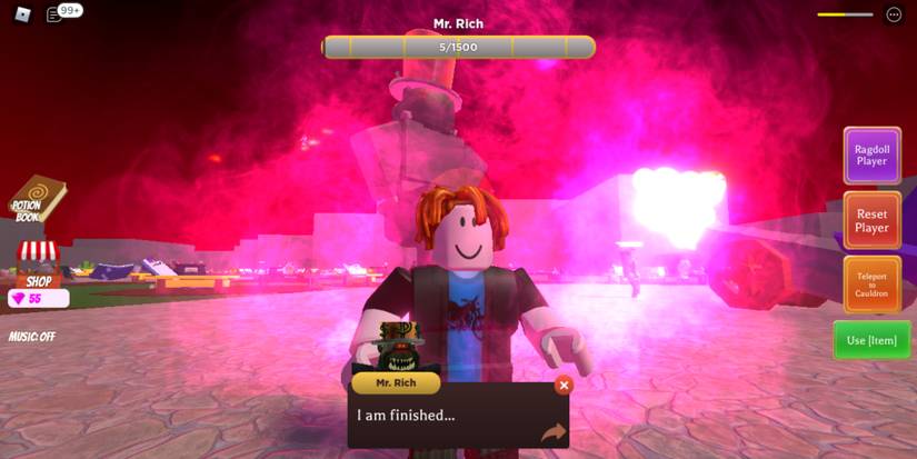 defeating Mr Rich in Roblox Wacky Wizards