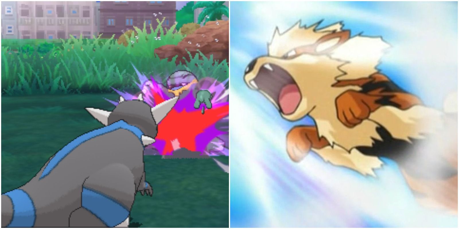 feature image pokemon priority move guide arcanine using extremespeed and ramparados using pursuit on grimer