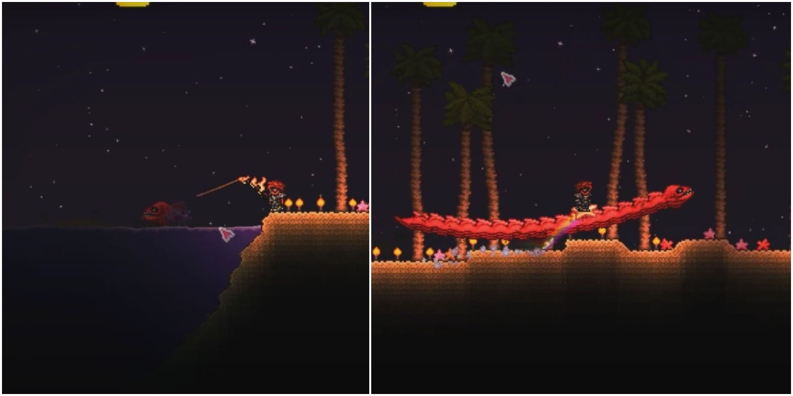 feature image terraria beat blood eel guide player fishing and fighting a blood eel