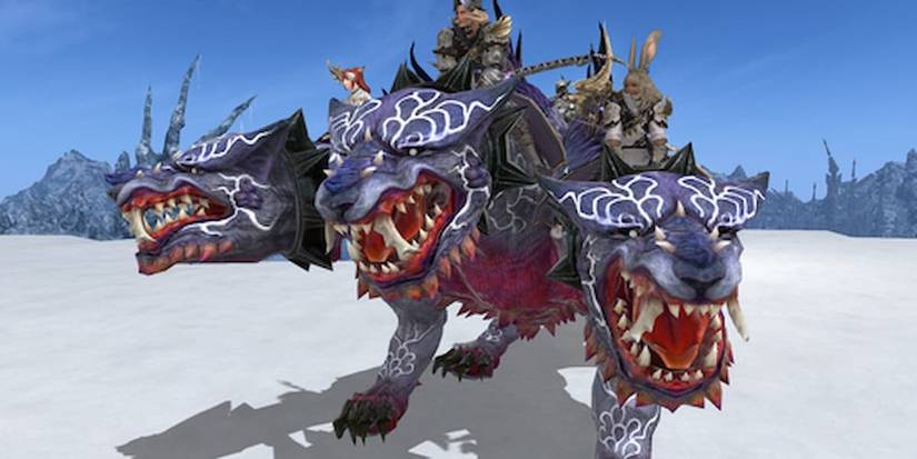 Players riding on cerberus. 