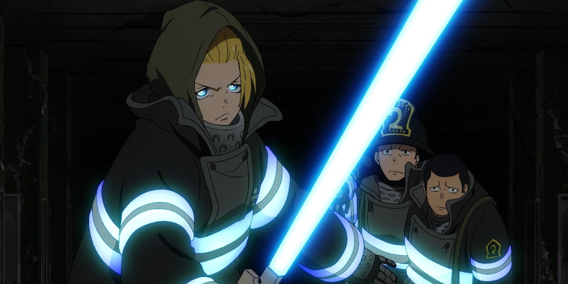 fire force arthur boyle plasma sword fight anime