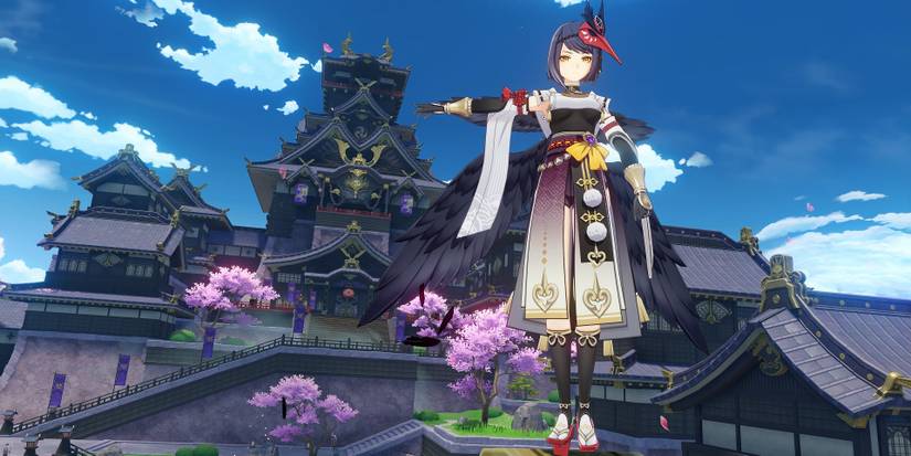 genshin impact kujou sara rooftop