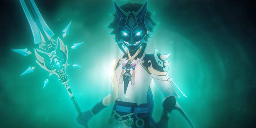 genshin impact glow xiao elemental burst anemo demon mask
