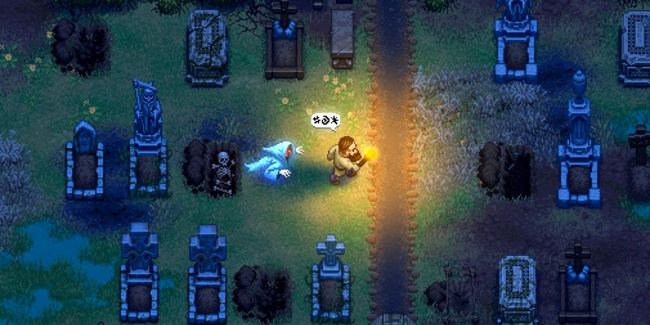 graveyard keeper getting chased by a ghost