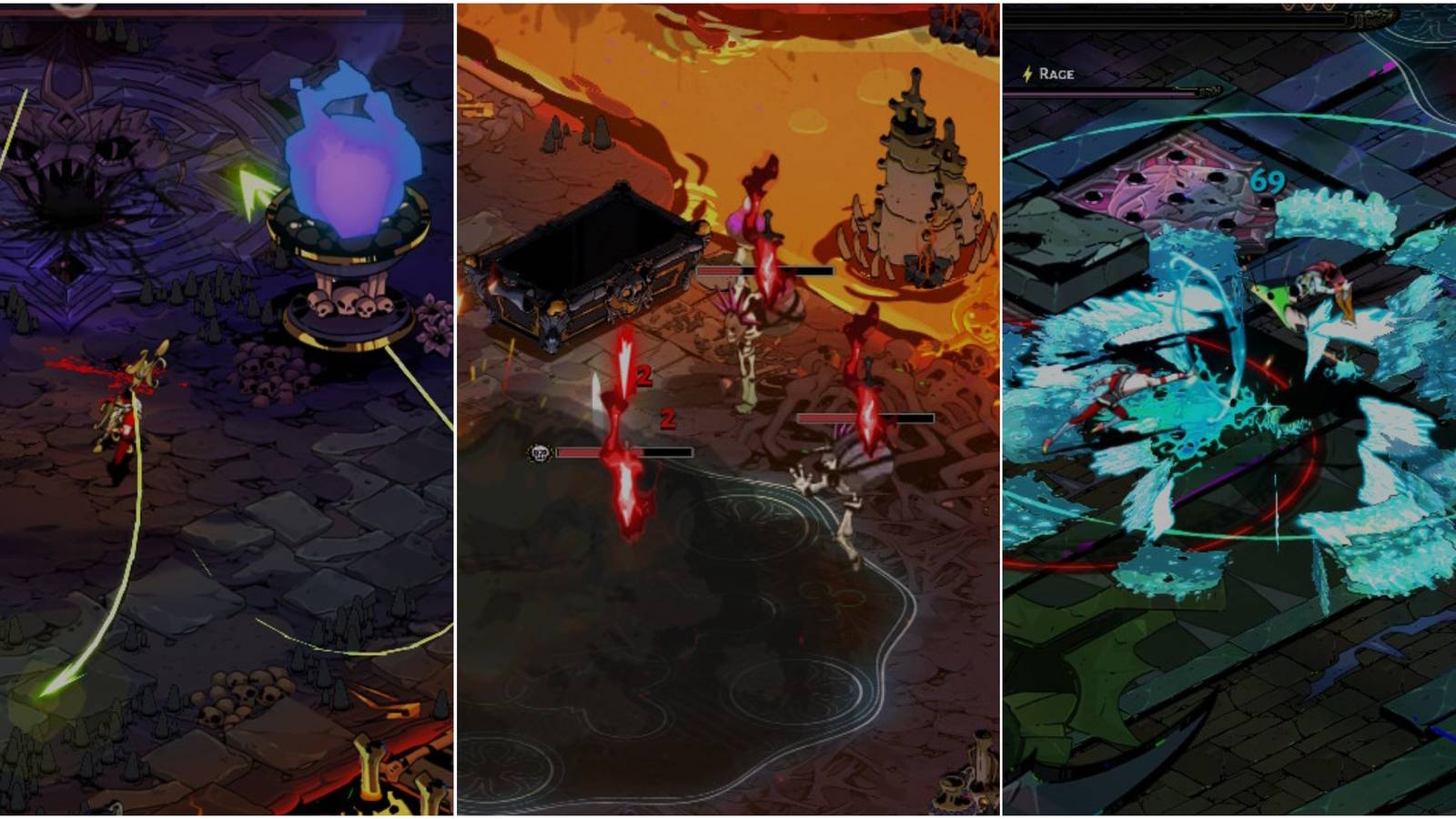 left to right: support fire, curse of pain, razor shoals