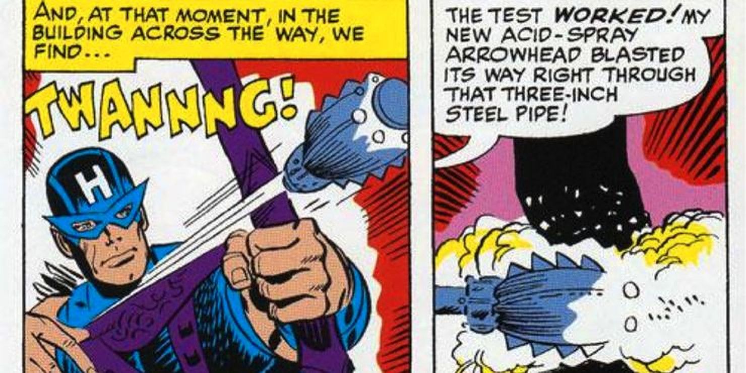 Hawkeye uses his acid arrow