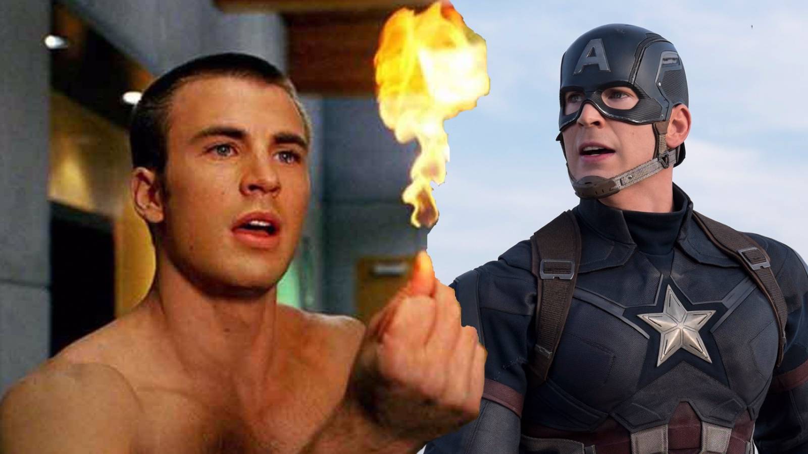 Chris Evans as Johnny Storm and Steve Rogers