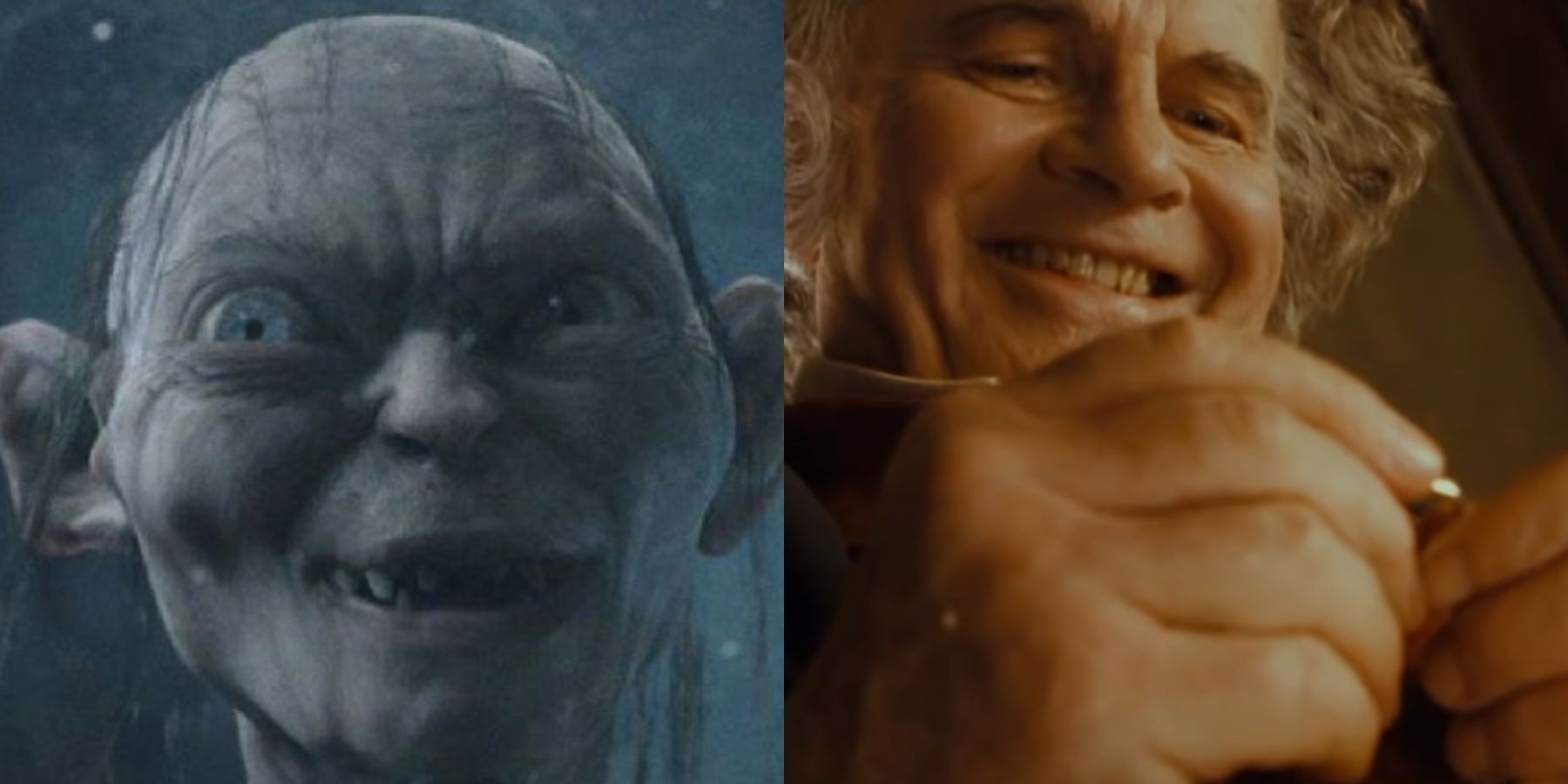 Gollum and Bilbo in Lord of the Rings 