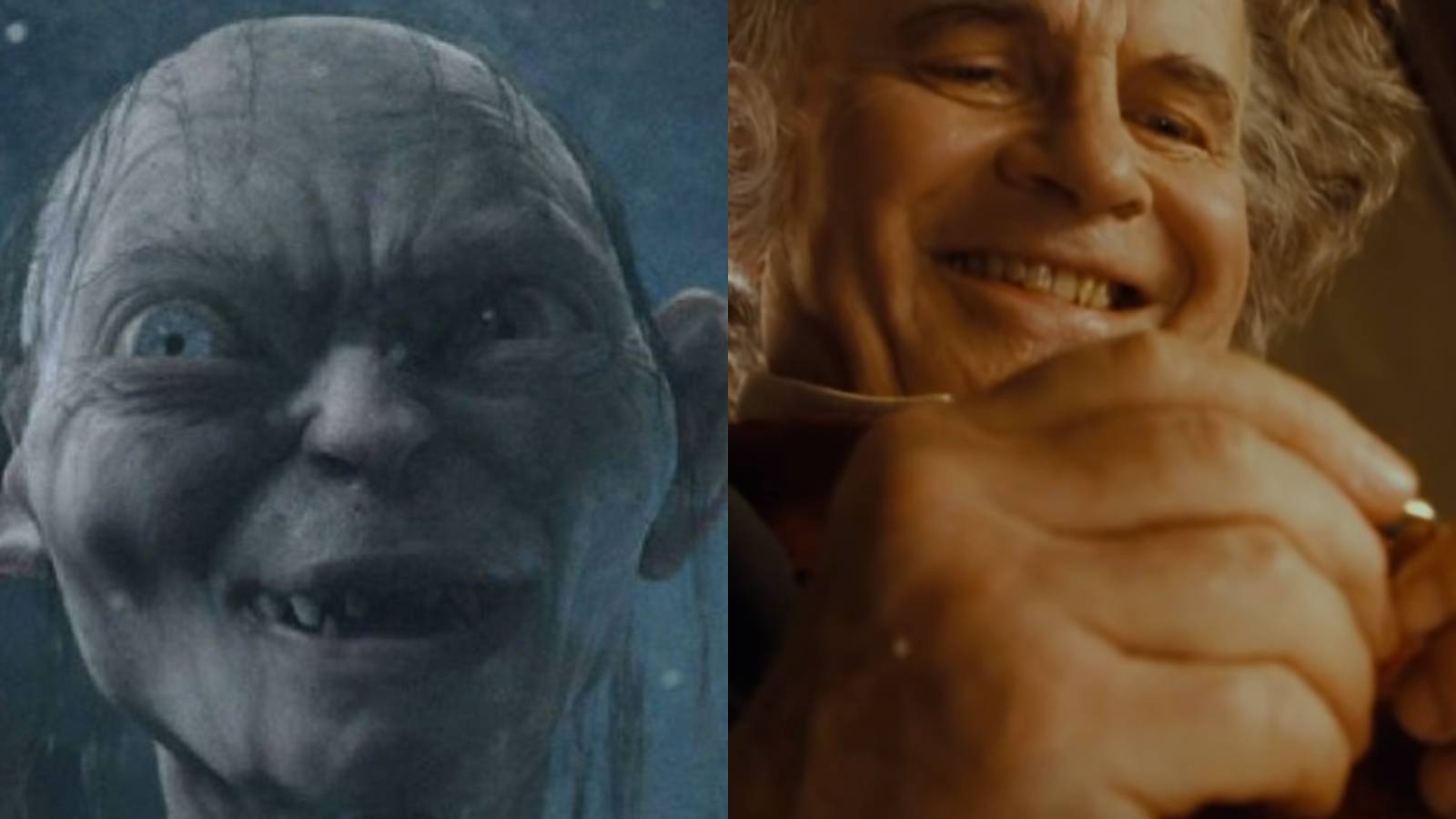 Gollum and Bilbo in Lord of the Rings 