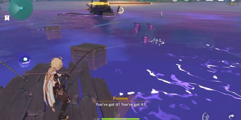 Aether fishing for Raimei Angelfish in Genshin Impact