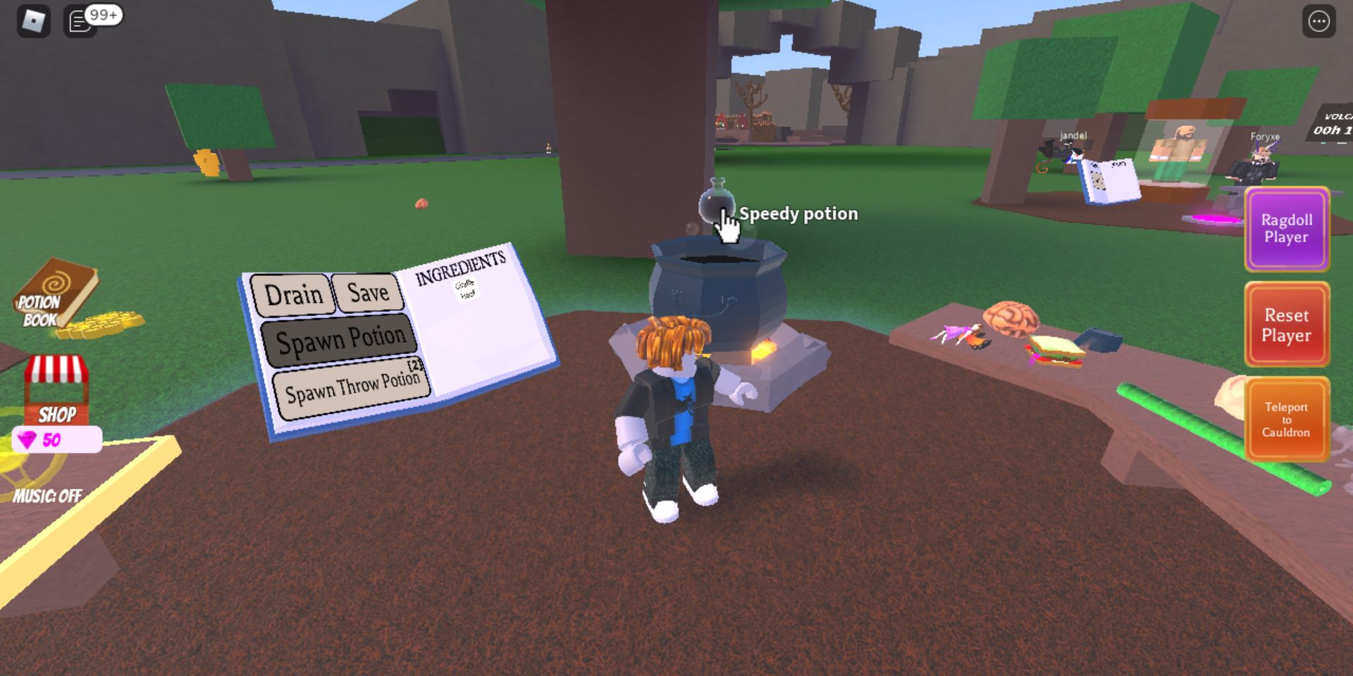 making the Speedy Potion in Roblox Wacky Wizards