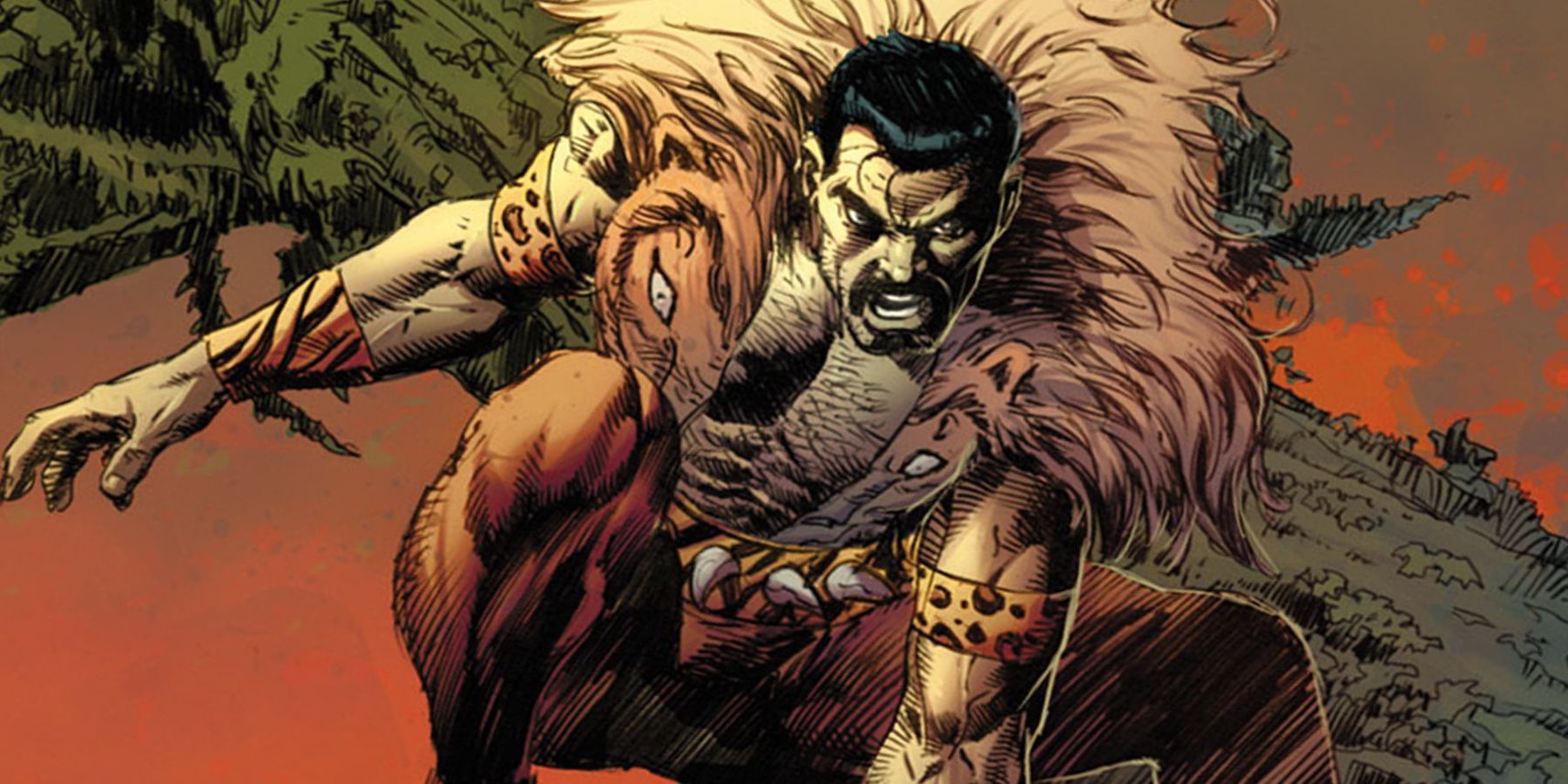Kraven the Hunter crouched down in a Marvel comic illustration