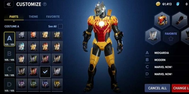 equipping wearables in the character customization screen