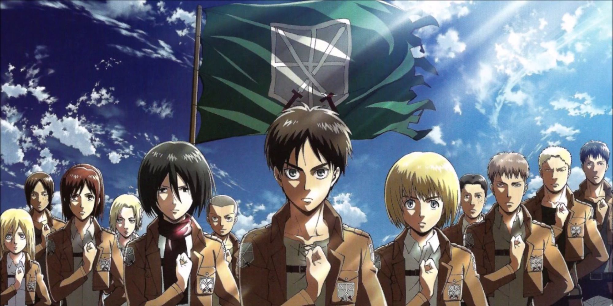 Attack on Titan Season 1 intro Scouts standing together
