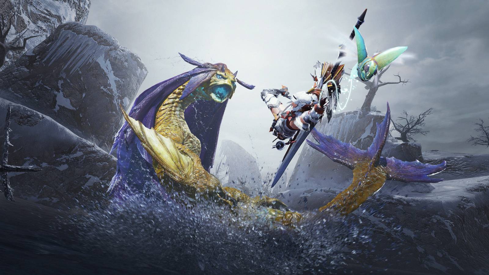 monster-hunter-hunter-fighting-water-snake-monster