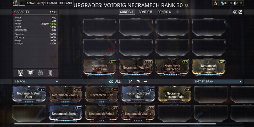 modding the necramech through the mods menu