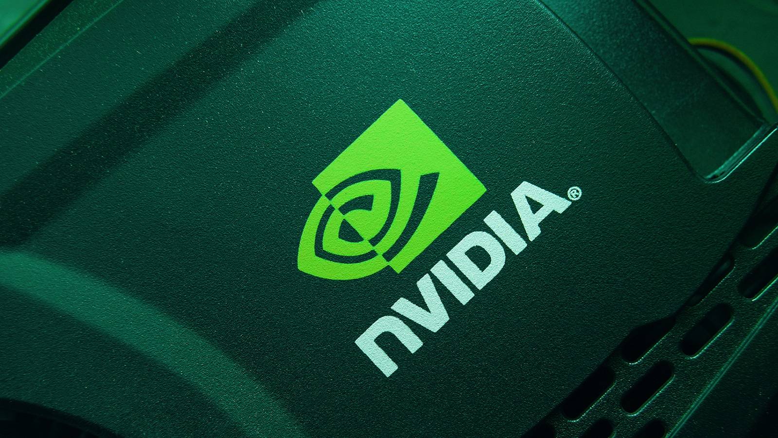 Close-up photo of a non-descript graphics card showing the Nvidia logo.