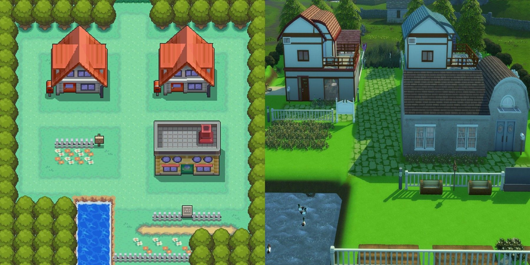 pallet town original and sims remake
