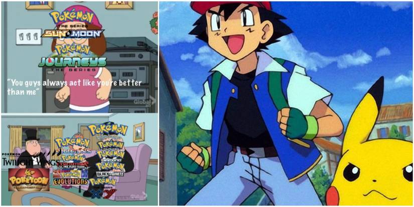 Pokemon anime series family guy meme with ash and pikachu