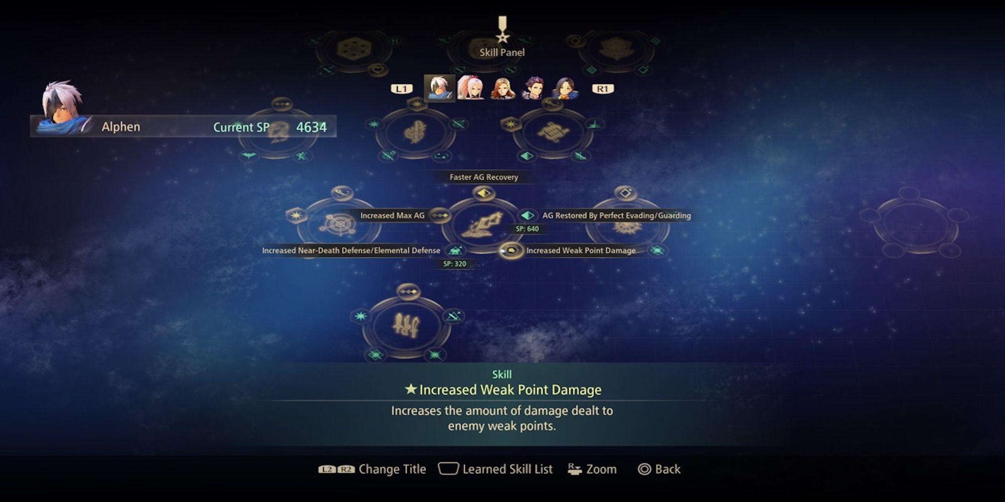 Increased Weak Point Damage skill in skill menu from Tales of Arise