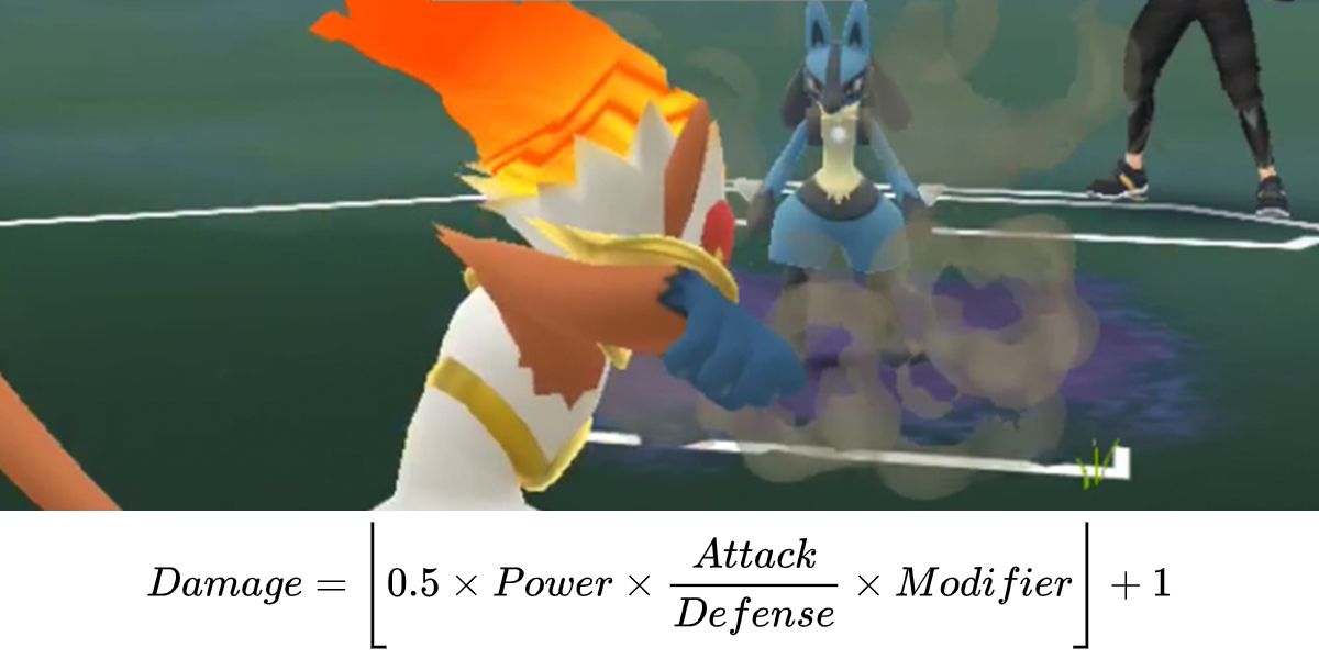 pokemon go battle damage equation infernape vs lucario