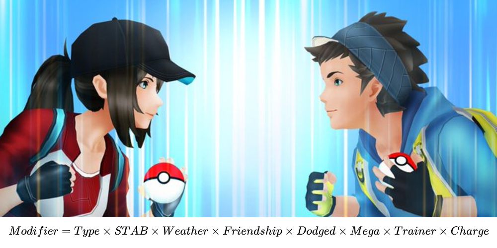pokemon go damage calculation modifier equation female and male trainer