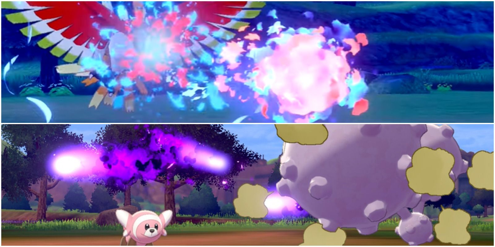 pokemon sword and shield ho-oh using sacred fire and weezing using will-o-wisp