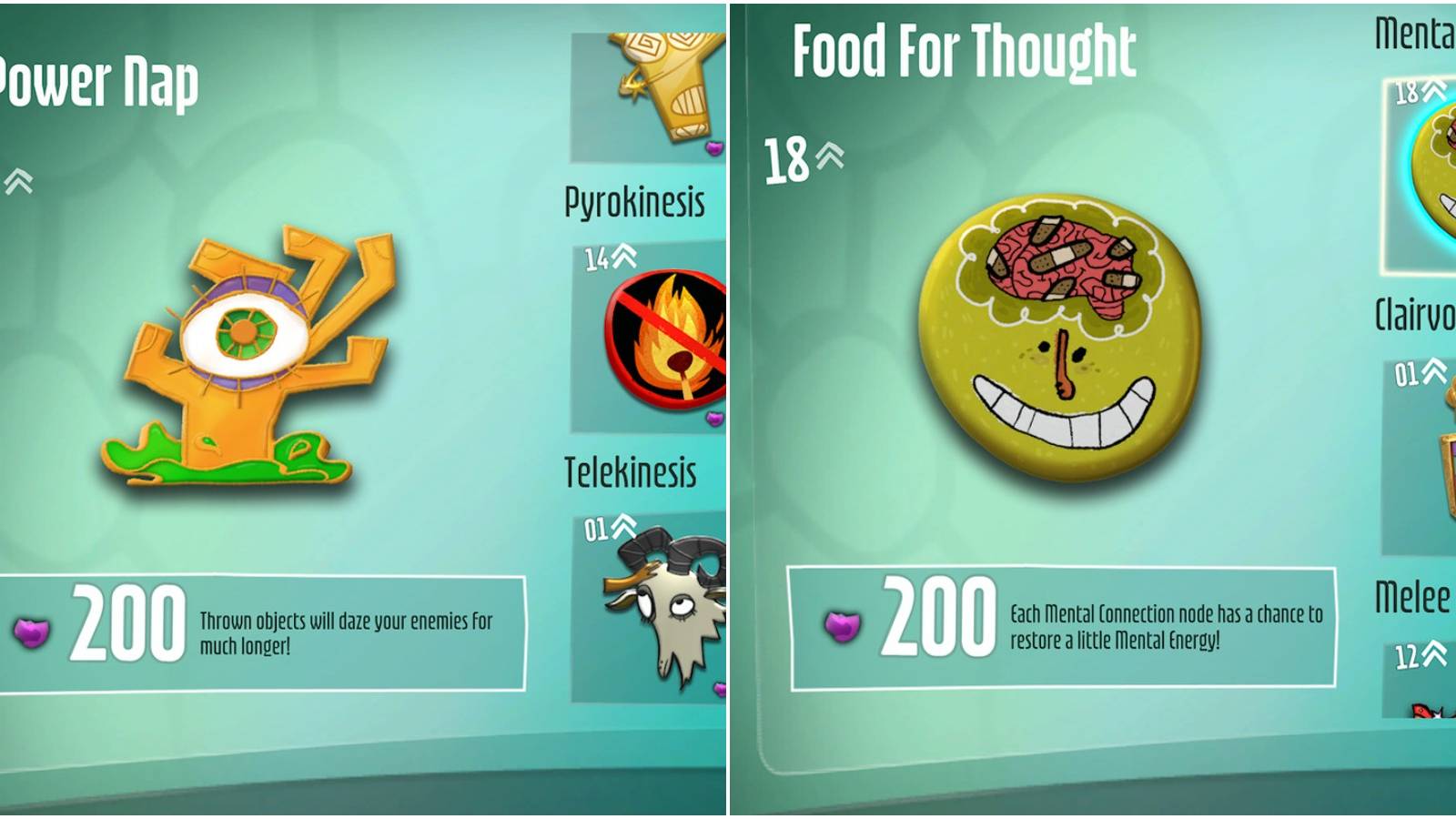 (Left) Power Nap pin (Right) Food For Thought pin