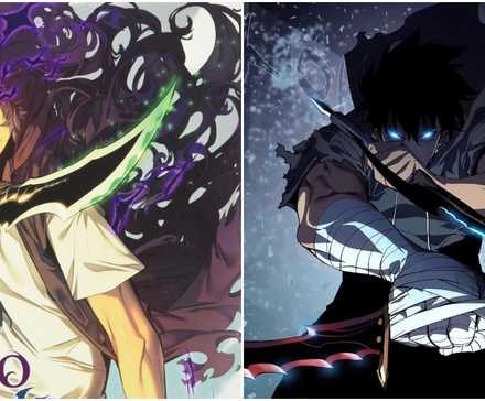 manhwa solo leveling sung jin woo daggers cover image web novel split image