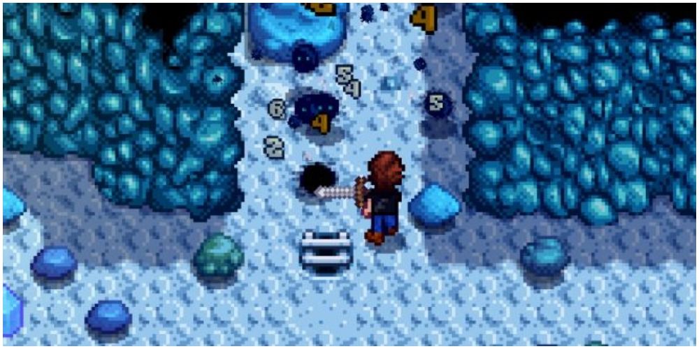 stardew valley player fighting multiple slimes at once