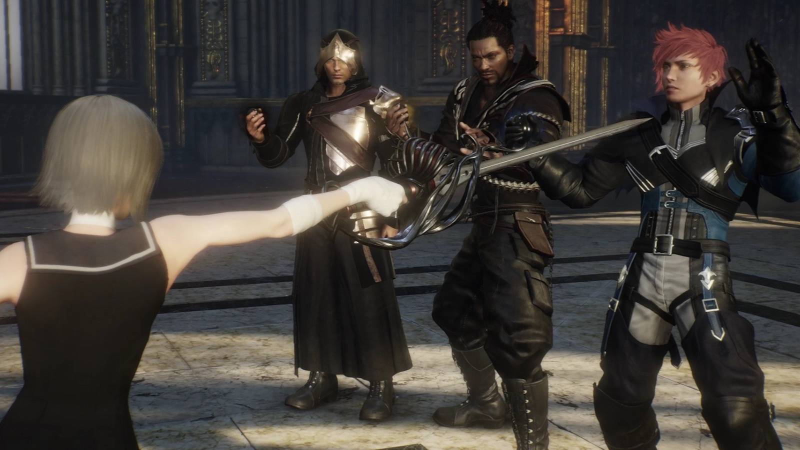 stranger of paradise neon threatens jed