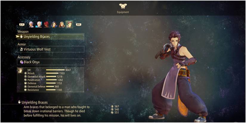 tales-of-arise- Law wearing the Unyielding Braces