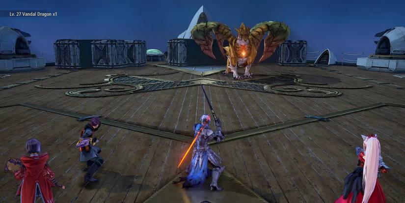 tales-of-arise the party fighting the vandal dragon