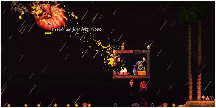 terraria player fighting the dreadnautilus