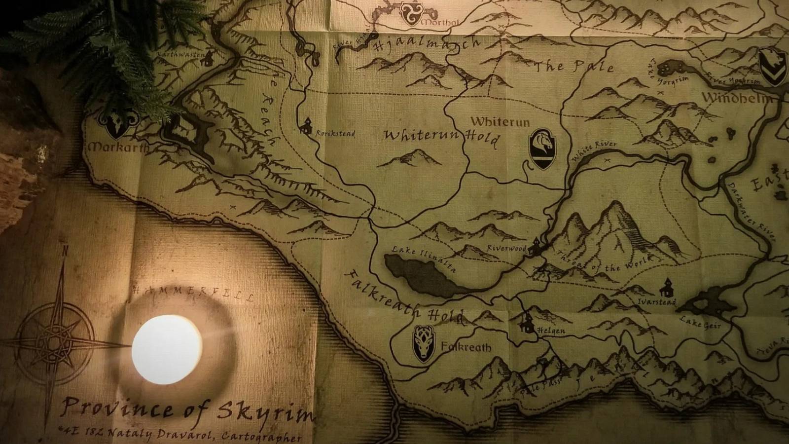 An Elder Scrolls map showing the province of Skyrim.