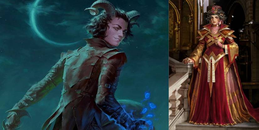 title image Wizard spells pathfinder split image Tiefling and human