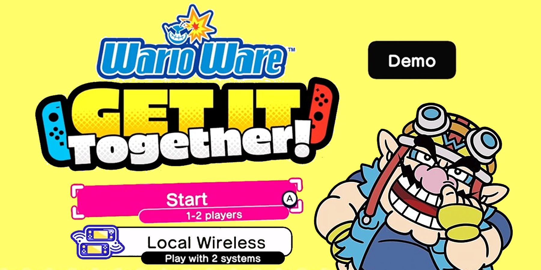 Wario picks his nose on the title screen of WarioWare: Get It Together!