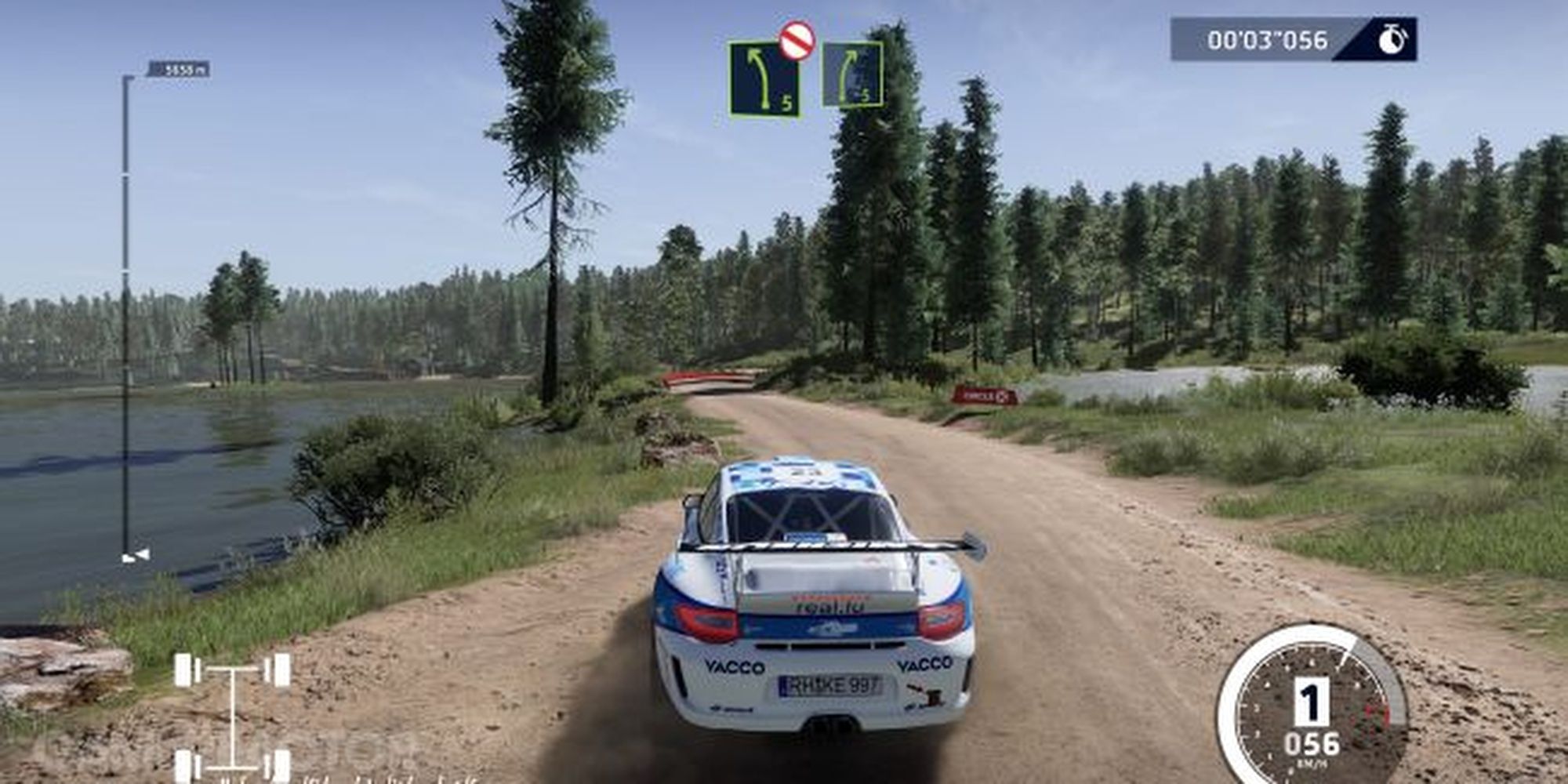 wrc10 player driving their car on a dirt road in career mode