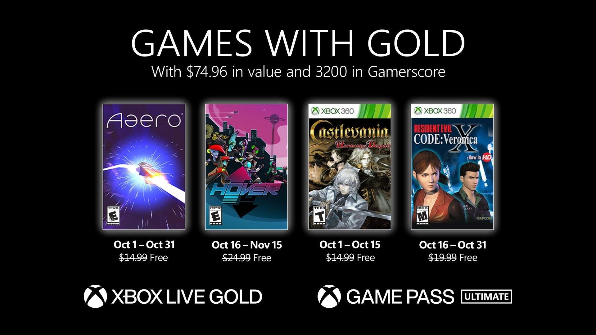 xbox free games with gold october 2021