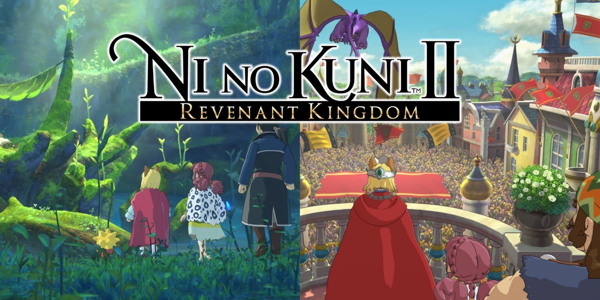 Split image of gameplay in Ni no Kuni 2