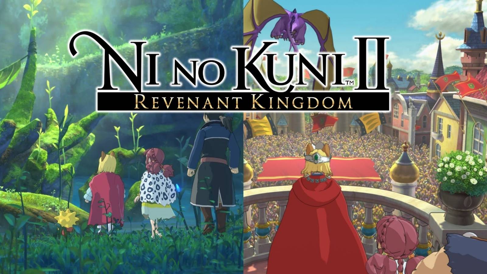 Split image of gameplay in Ni no Kuni 2