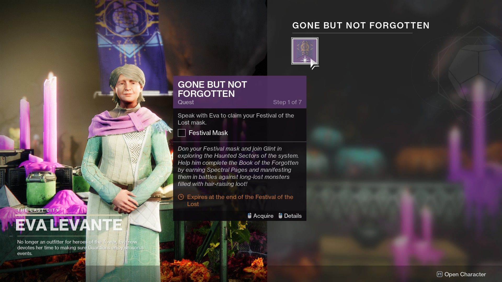 destiny 2 season of the lost festival of the lost gone but not forgotten quest haunted sectors