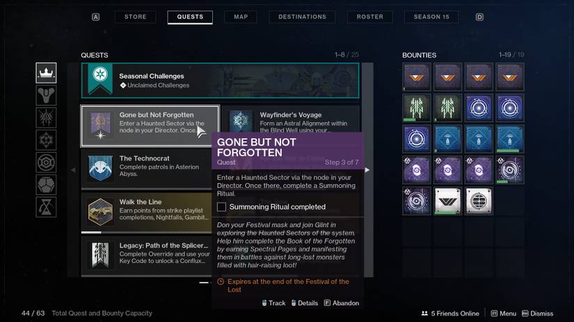 destiny 2 season of the lost festival of the lost gone but not forgotten quest haunted sectors