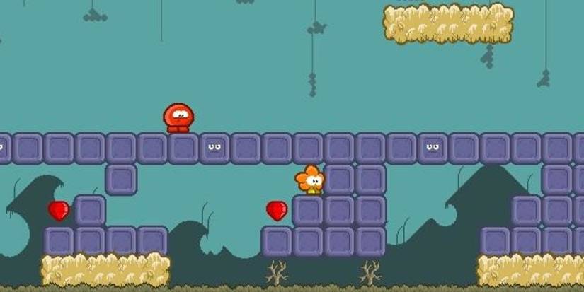 Sidescroller with two characters climbing blocks. 
