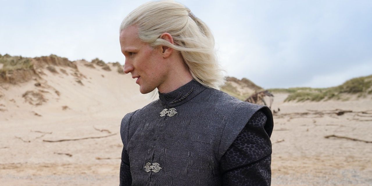 Daemon Targaryen played by Matt Smith, standing in a field