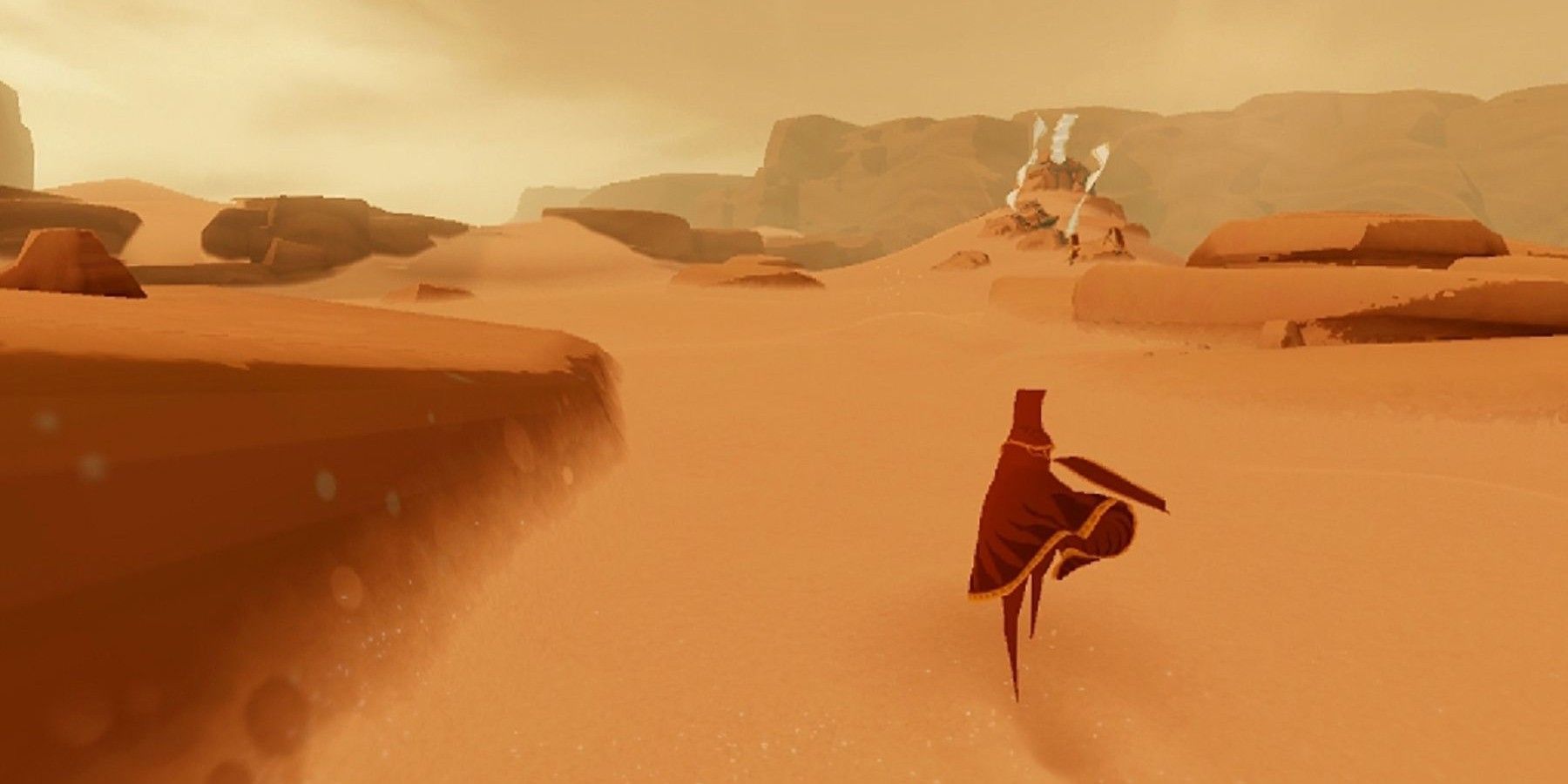 Journey protagonist in desert. 
