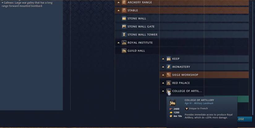 Age-of-Empires-4 - Select College of Artillery in Tech Tree