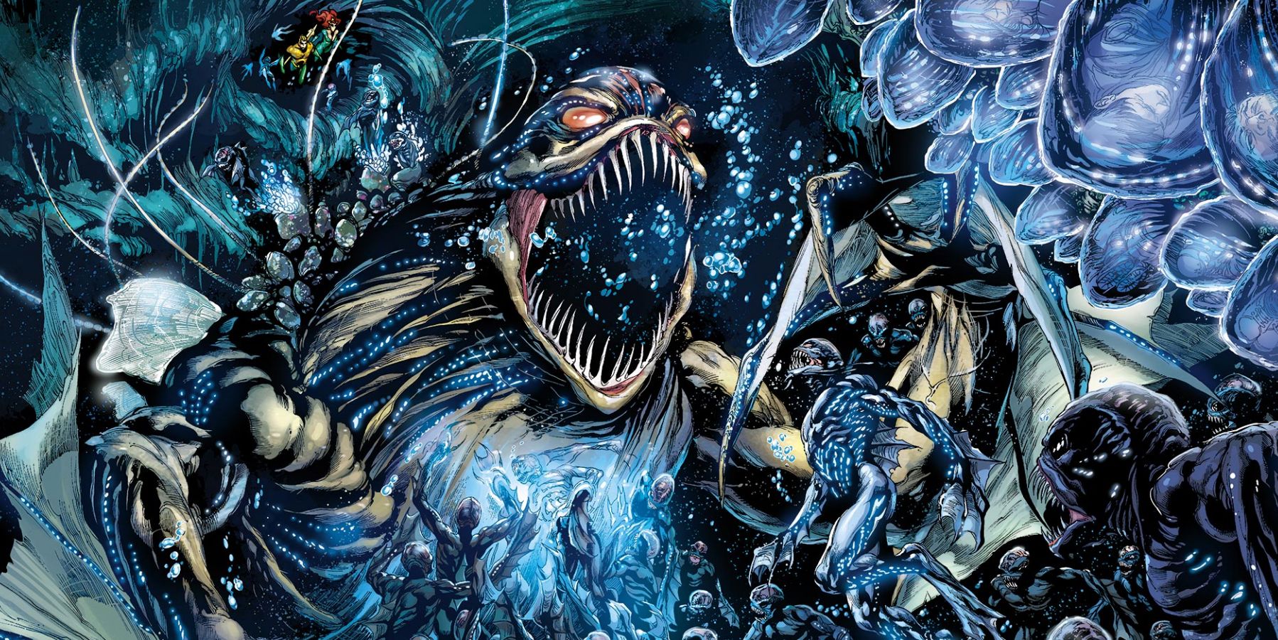 Aquaman and Mera swim into The Trench in DC Comics